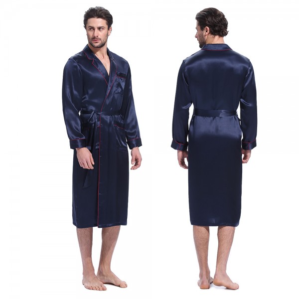 LilySilk Silk Robe Bathrobe Sleepwear Kimono Men Night Designer Long Sleeve Belt Pockets Brand Turn Down Collar Free Shipping LilySilk Silk Robe Bathrobe Sleepwear Kimono Men Night Designer Long Sleeve Belt Pockets Brand Turn Down Collar Free Shipping