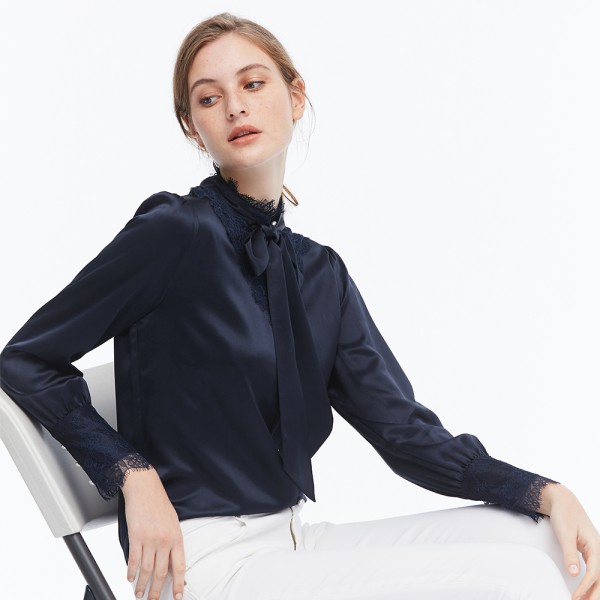 LilySilk Silk Blouse With Removable Bow MIM Lace Women New Free Shipping LilySilk Silk Blouse With Removable Bow MIM Lace Women New Free Shipping