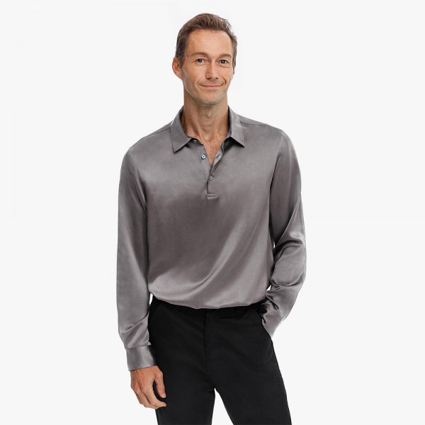 LilySilk 22mm Silk Polo Shirt Men Pure color New Free Shipping LilySilk 22mm Silk Polo Shirt Men Pure color New Free Shipping